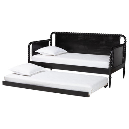 Baxton Studio - Lucera Twin Size Daybed with Trundle in Black - MG0110-4-Black-Daybed/T view 2