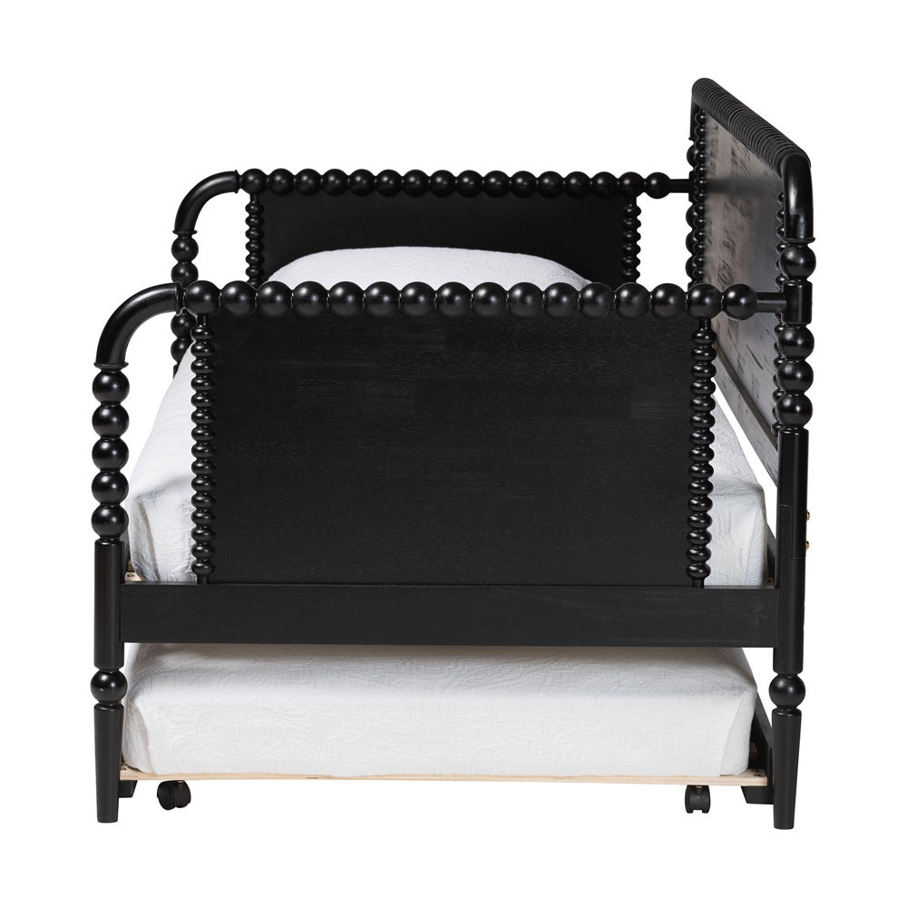Baxton Studio - Lucera Twin Size Daybed with Trundle in Black - MG0110-4-Black-Daybed/T view 3