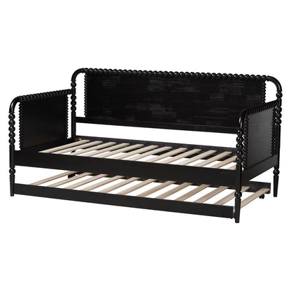 Baxton Studio - Lucera Twin Size Daybed with Trundle in Black - MG0110-4-Black-Daybed/T view 4
