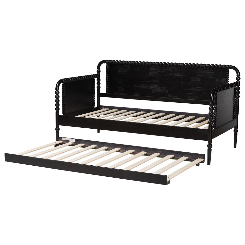 Baxton Studio - Lucera Twin Size Daybed with Trundle in Black - MG0110-4-Black-Daybed/T view 5