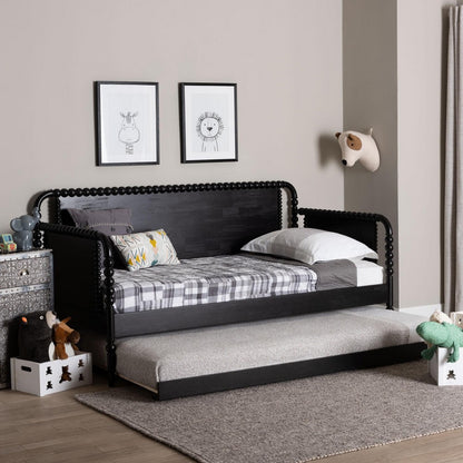 Baxton Studio - Lucera Twin Size Daybed with Trundle in Black - MG0110-4-Black-Daybed/T view 9