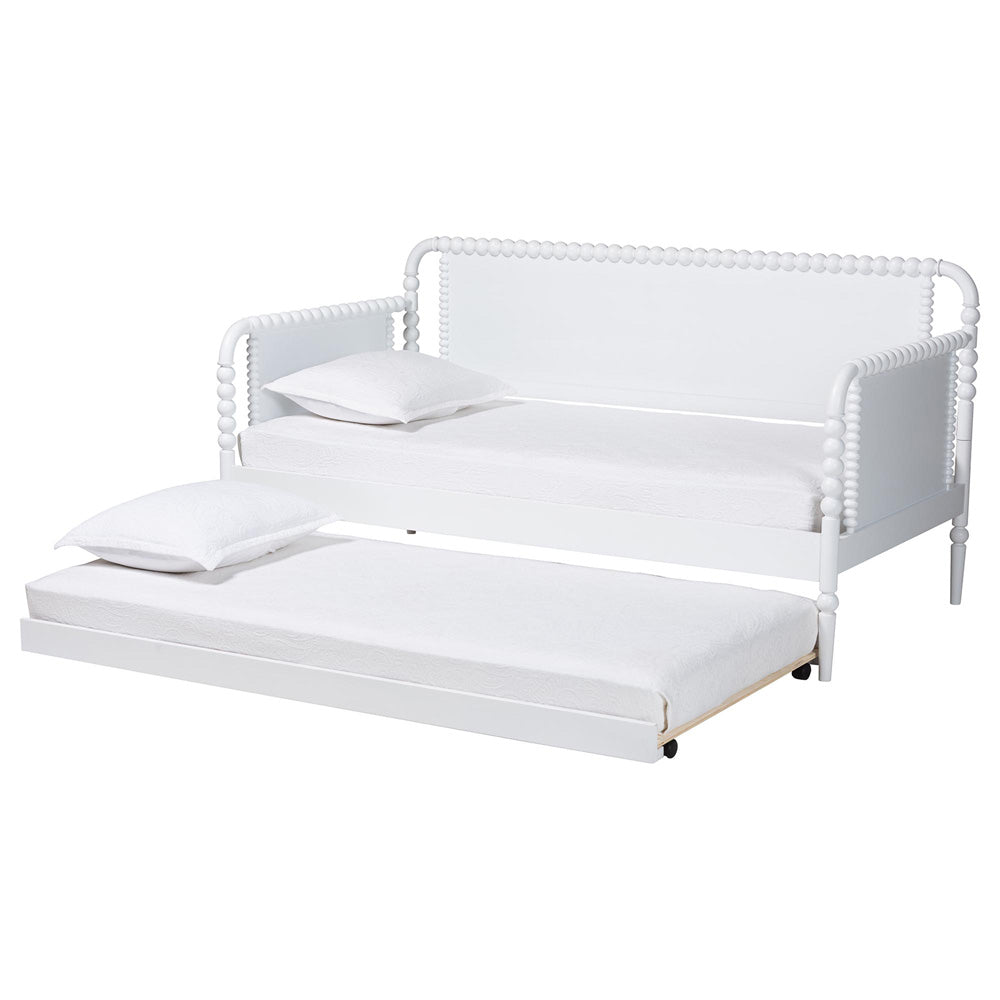 Baxton Studio - Lucera Twin Size Daybed with Trundle in White - MG0110-4-White-Daybed/T view 2