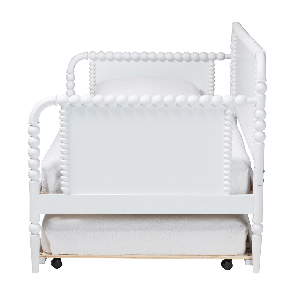 Baxton Studio - Lucera Twin Size Daybed with Trundle in White - MG0110-4-White-Daybed/T view 3