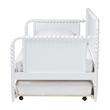 Baxton Studio - Lucera Twin Size Daybed with Trundle in White - MG0110-4-White-Daybed/T view 3