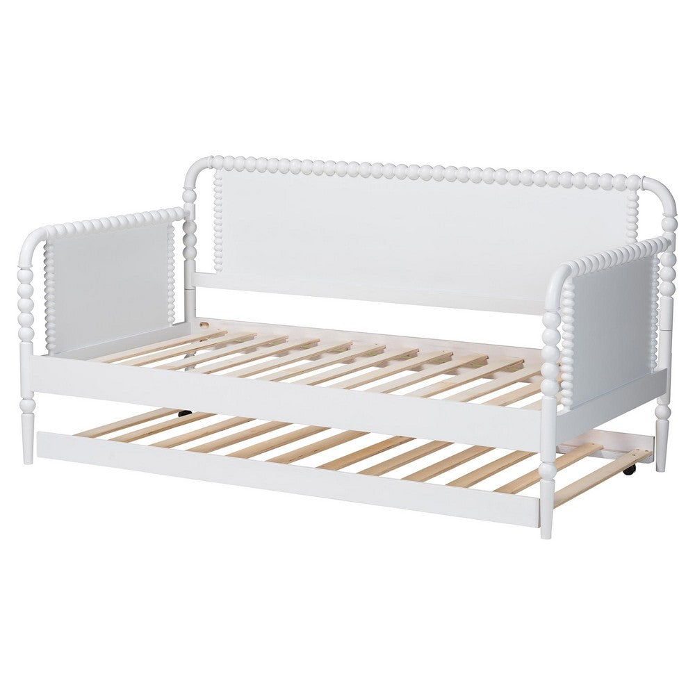 Baxton Studio - Lucera Twin Size Daybed with Trundle in White - MG0110-4-White-Daybed/T view 4
