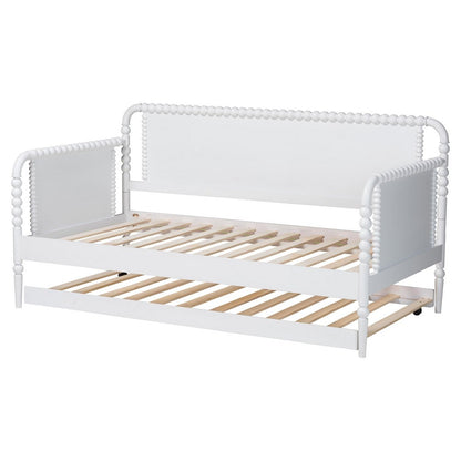 Baxton Studio - Lucera Twin Size Daybed with Trundle in White - MG0110-4-White-Daybed/T view 4
