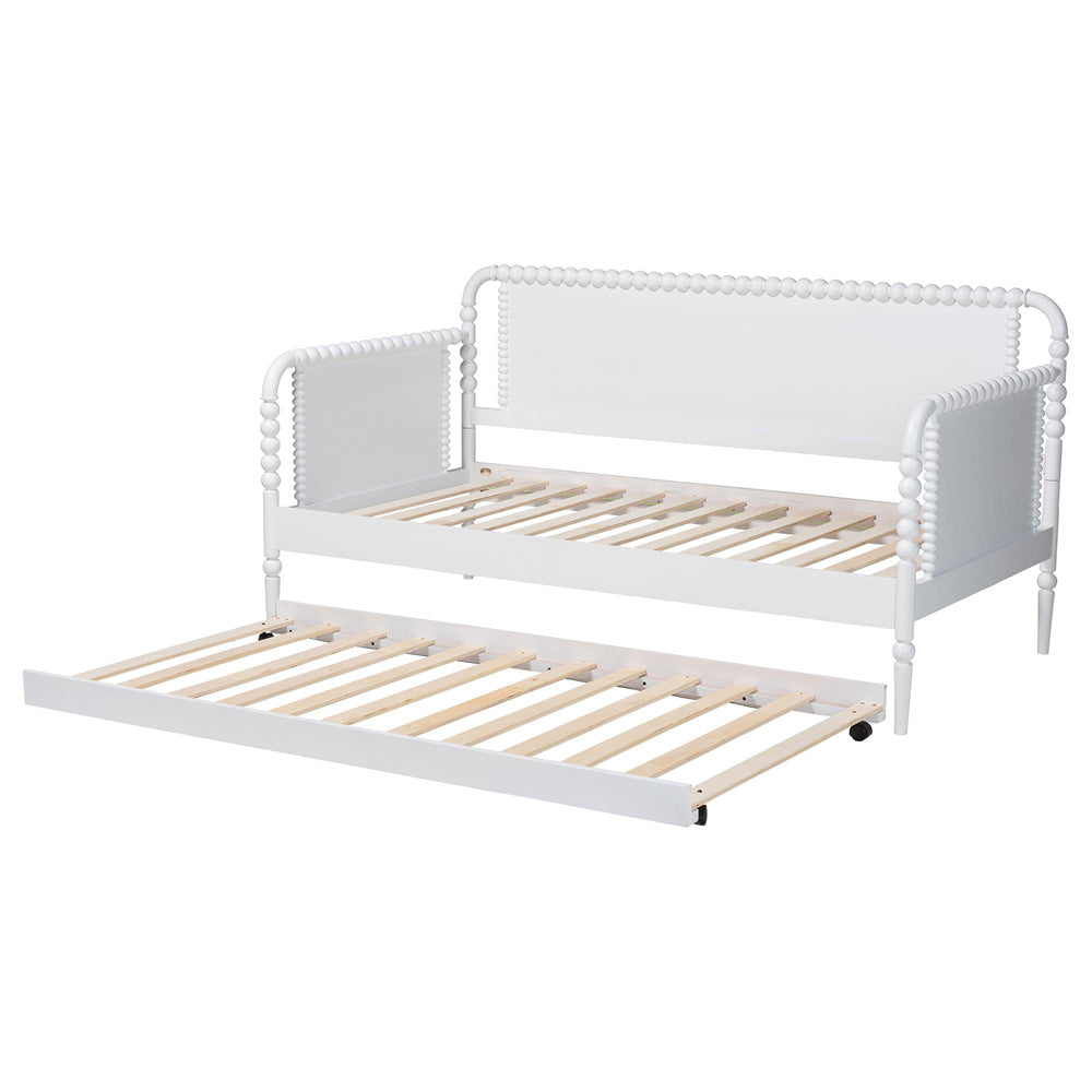 Baxton Studio - Lucera Twin Size Daybed with Trundle in White - MG0110-4-White-Daybed/T view 5