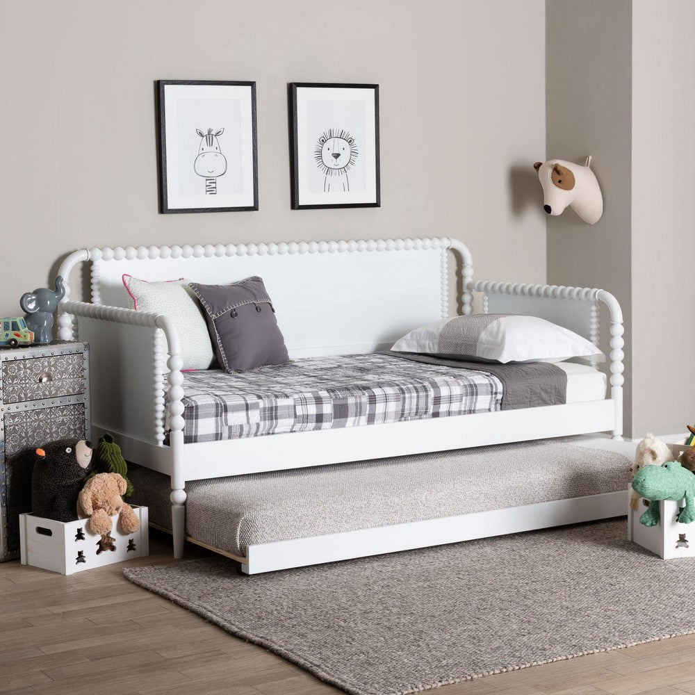 Baxton Studio - Lucera Twin Size Daybed with Trundle in White - MG0110-4-White-Daybed/T view 9