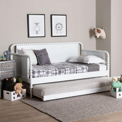 Baxton Studio - Lucera Twin Size Daybed with Trundle in White - MG0110-4-White-Daybed/T view 9