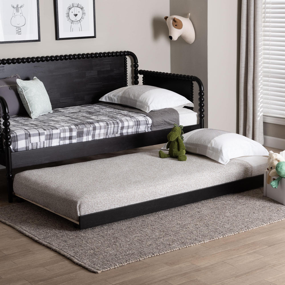 Baxton Studio - Lucera Twin Size Trundle in Black - MG24-Black-Trundle view 5