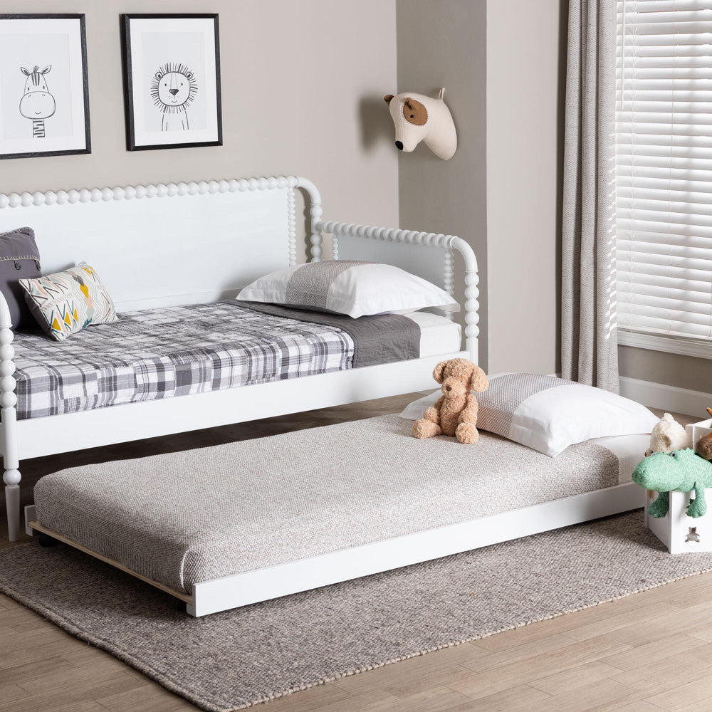 Baxton Studio - Lucera Twin Size Trundle in White - MG24-White-Trundle view 5