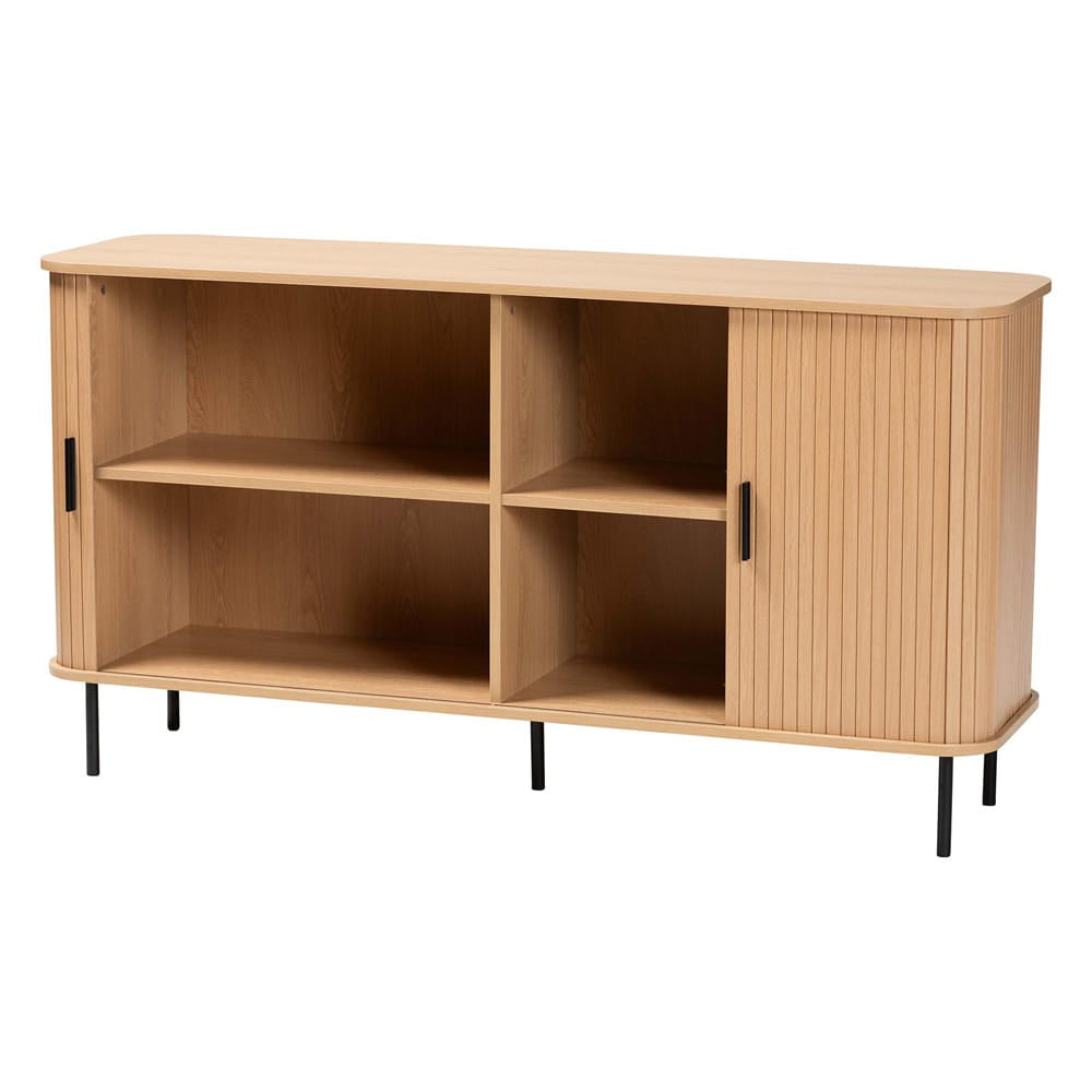 Baxton Studio - Lucia Sideboard in Light Oak/Black - LC23005-Tan-Sideboard view 2
