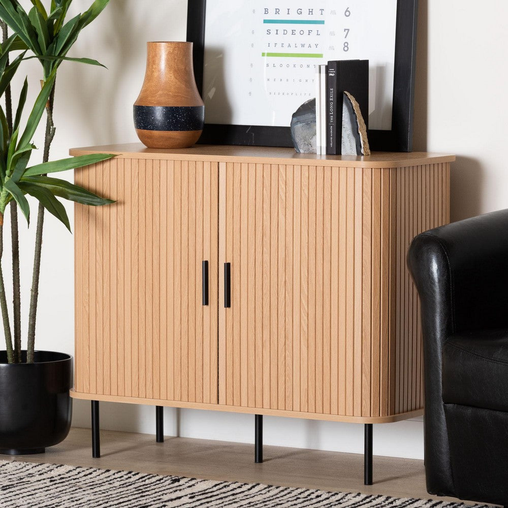 Baxton Studio - Lucia Sideboard in Light Oak/Black - LC23011A-Tan-Sideboad view 8