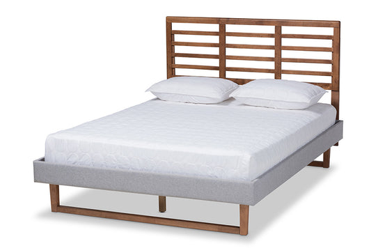 Baxton Studio - Luciana Full Size Bed - Luciana-Light Grey/Ash Walnut-Full view 1