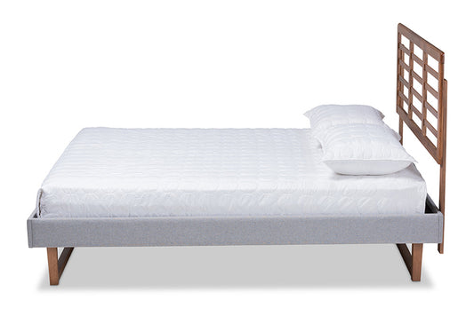 Baxton Studio - Luciana Full Size Bed - Luciana-Light Grey/Ash Walnut-Full view 2