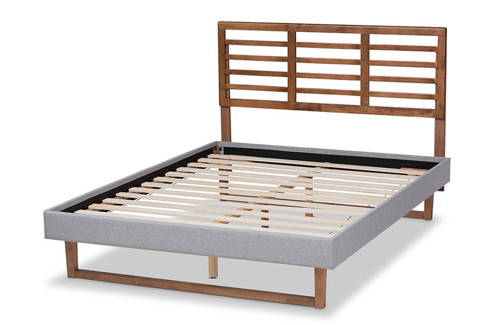 Baxton Studio - Luciana Full Size Bed - Luciana-Light Grey/Ash Walnut-Full view 3