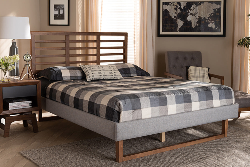 Baxton Studio - Luciana Full Size Bed - Luciana-Light Grey/Ash Walnut-Full view 5