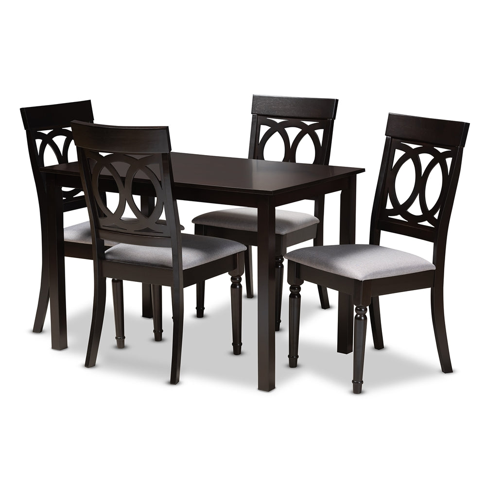 Baxton Studio - Lucie Dining Set in Gray/Espresso - RH333C-Grey/Dark Brown-5PC Dining Set view 1