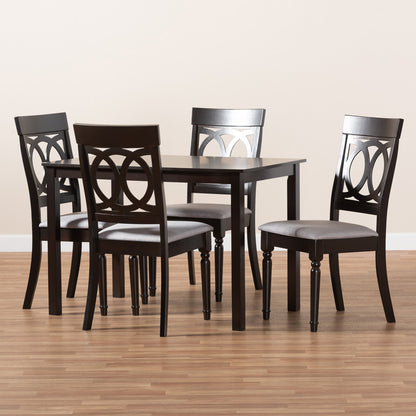 Baxton Studio - Lucie Dining Set in Gray/Espresso - RH333C-Grey/Dark Brown-5PC Dining Set view 5