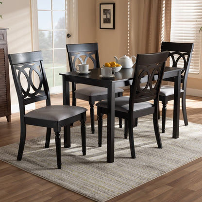 Baxton Studio - Lucie Dining Set in Gray/Espresso - RH333C-Grey/Dark Brown-5PC Dining Set view 6