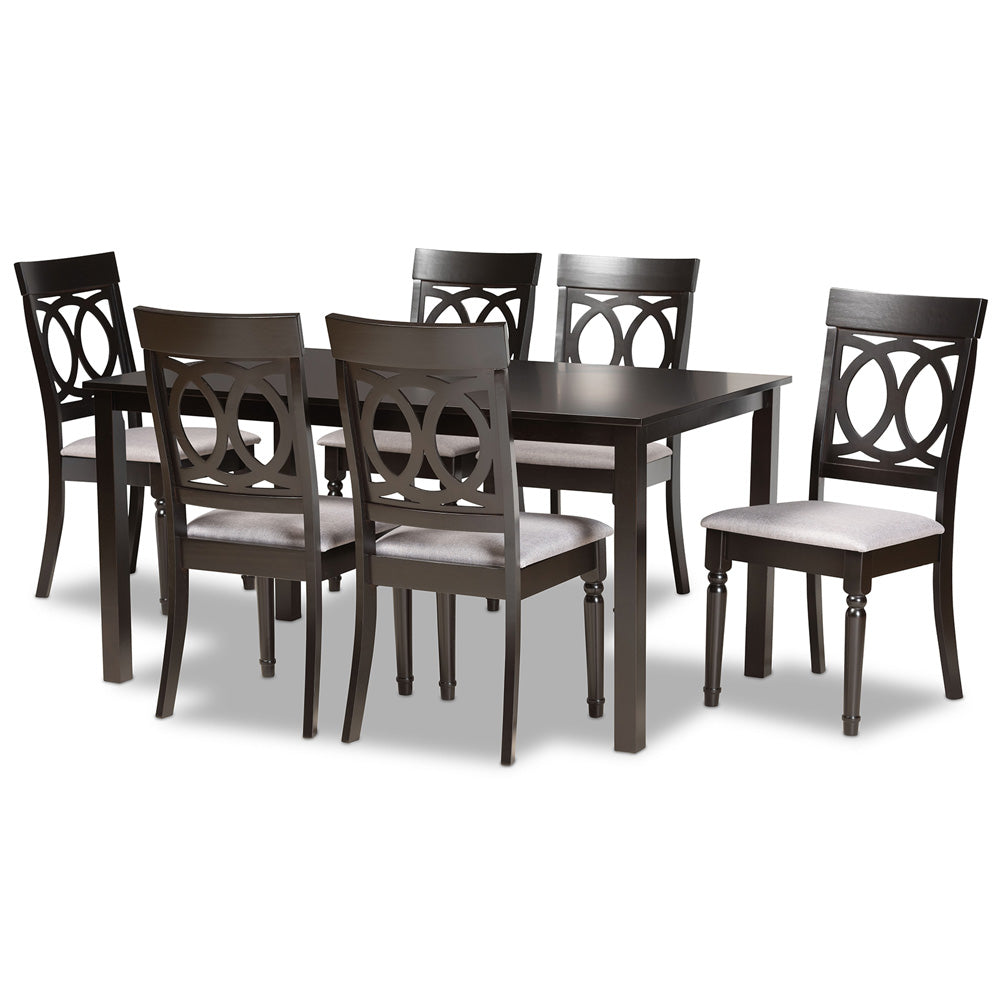Baxton Studio - Lucie Dining Set in Grey/Dark Brown - RH333C-Grey/Dark Brown-7PC Dining Set view 1