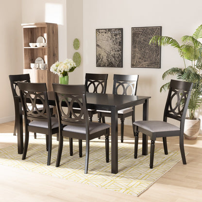 Baxton Studio - Lucie Dining Set in Grey/Dark Brown - RH333C-Grey/Dark Brown-7PC Dining Set view 7