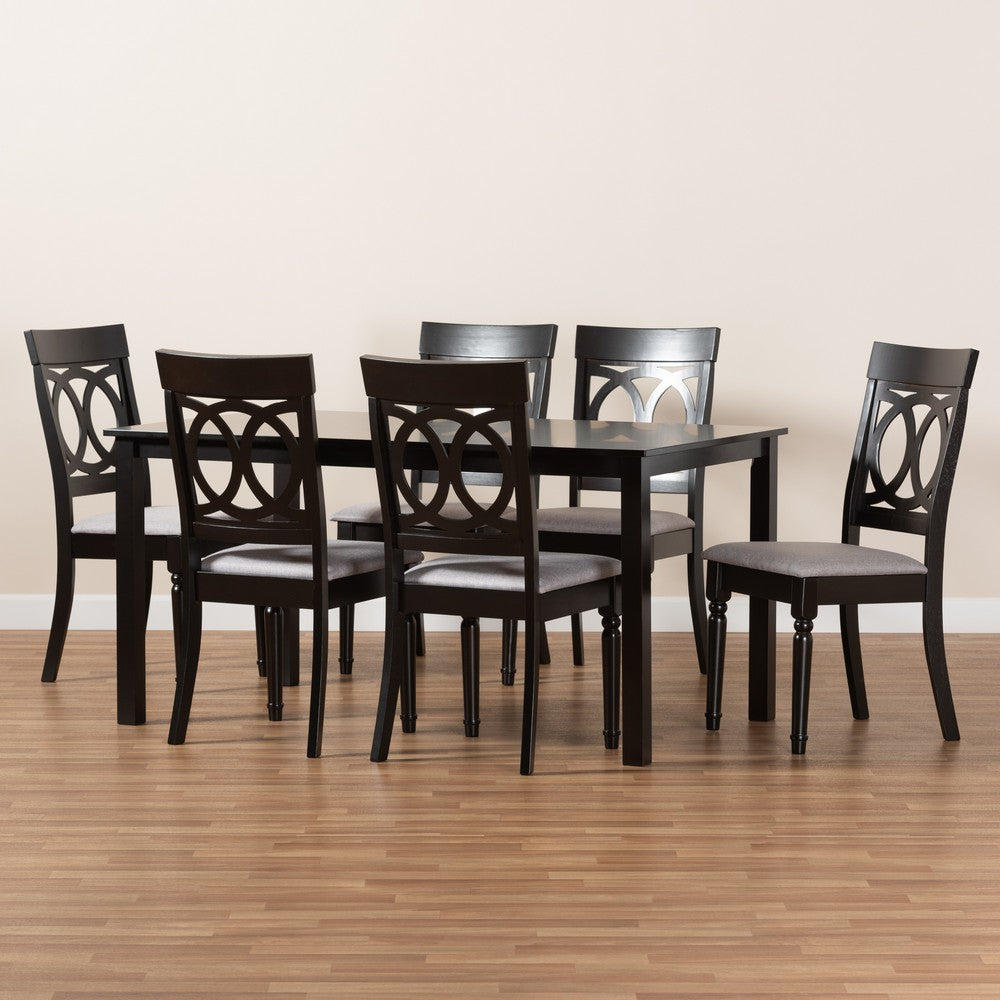 Baxton Studio - Lucie Dining Set in Grey/Dark Brown - RH333C-Grey/Dark Brown-7PC Dining Set view 8