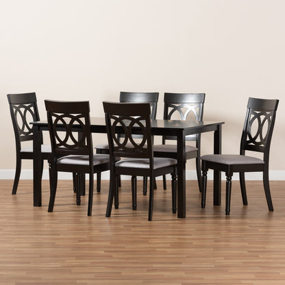 Baxton Studio - Lucie Dining Set in Grey/Dark Brown - RH333C-Grey/Dark Brown-7PC Dining Set view 8