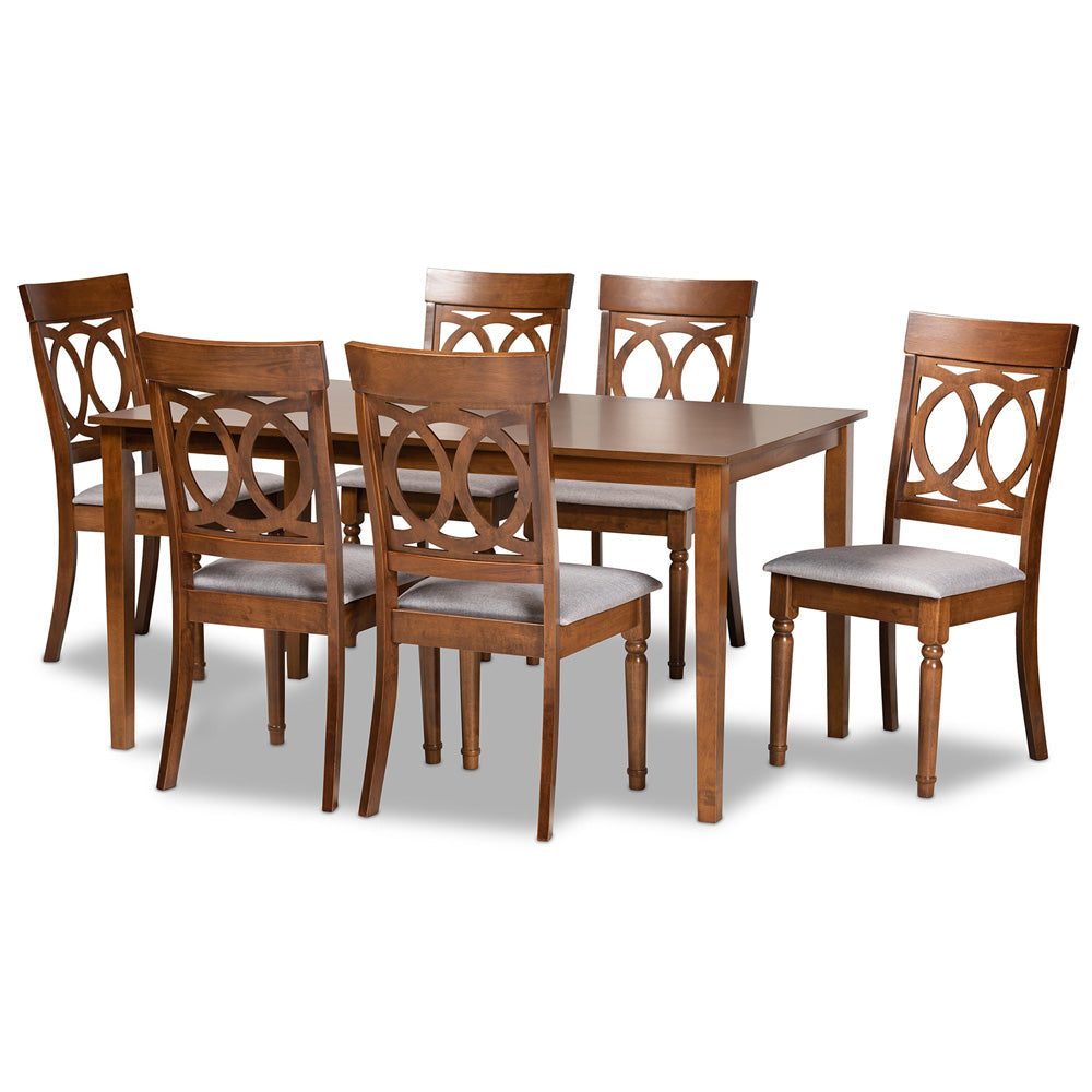 Baxton Studio - Lucie Dining Set in Grey/Walnut Brown - RH333C-Grey/Walnut-DC-7PC Dining Set view 1