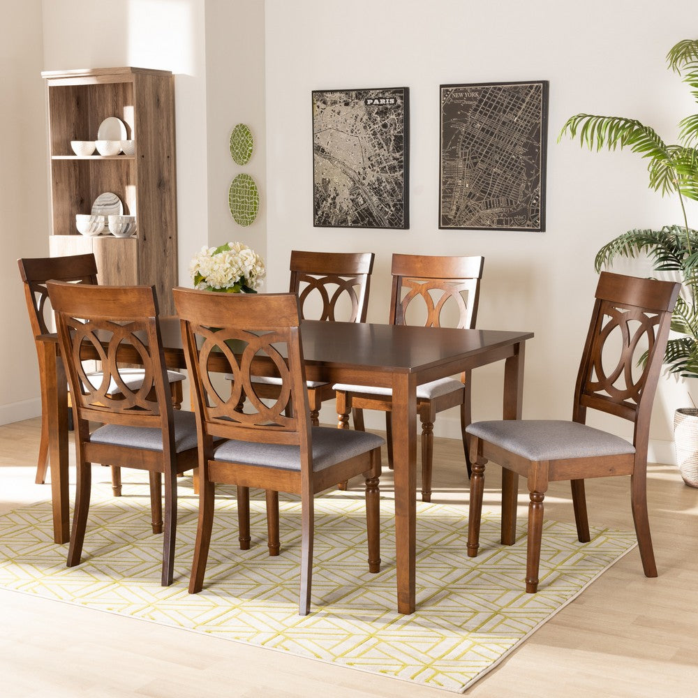 Baxton Studio - Lucie Dining Set in Grey/Walnut Brown - RH333C-Grey/Walnut-DC-7PC Dining Set view 7