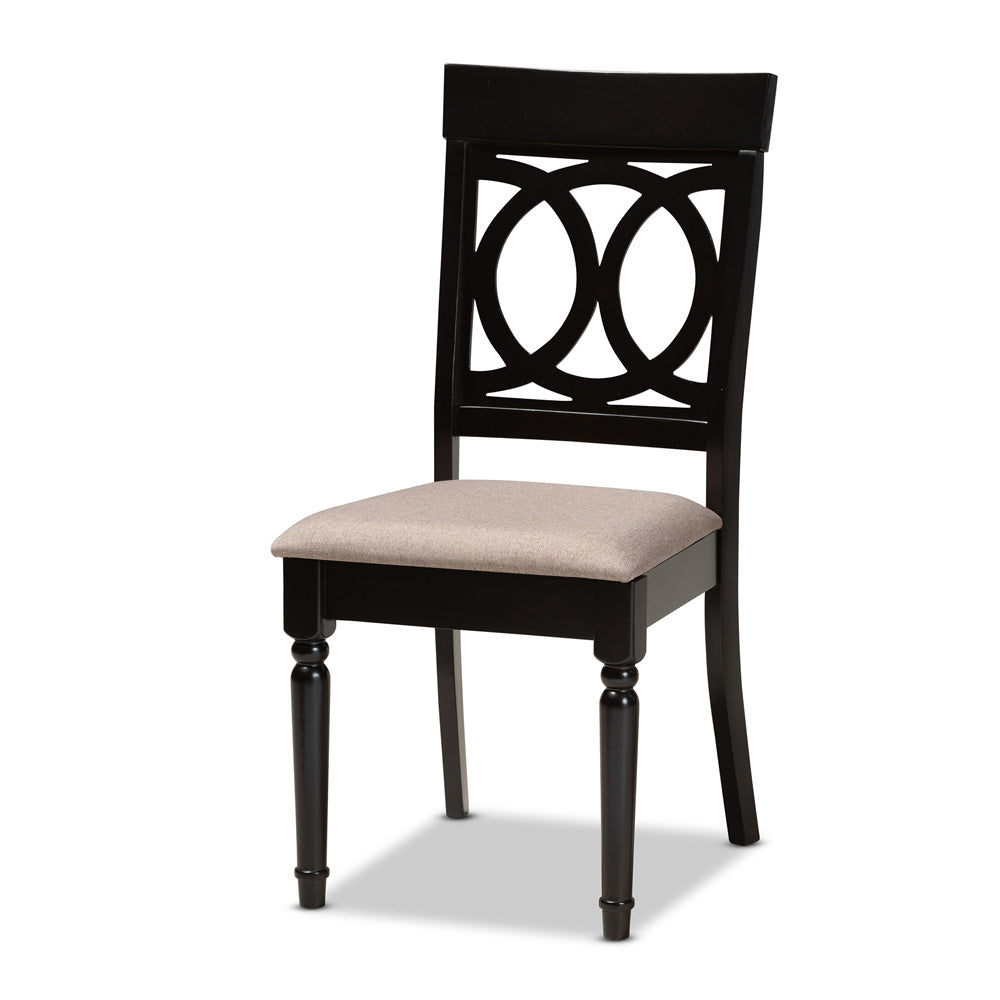 Baxton Studio - Lucie Dining Set in Sand/dark brown - RH333C-Sand/Dark Brown-7PC Dining Set view 2