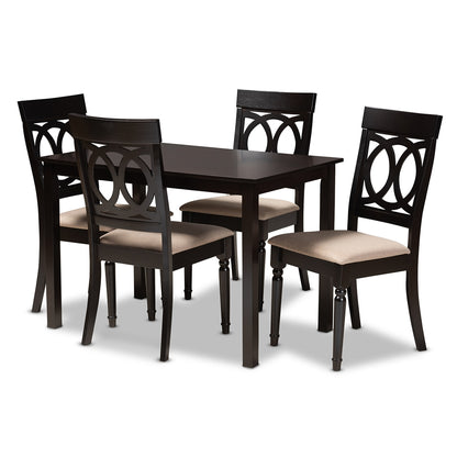 Baxton Studio - Lucie Dining Set in Sand/Espresso - RH333C-Sand/Dark Brown-5PC Dining Set view 1