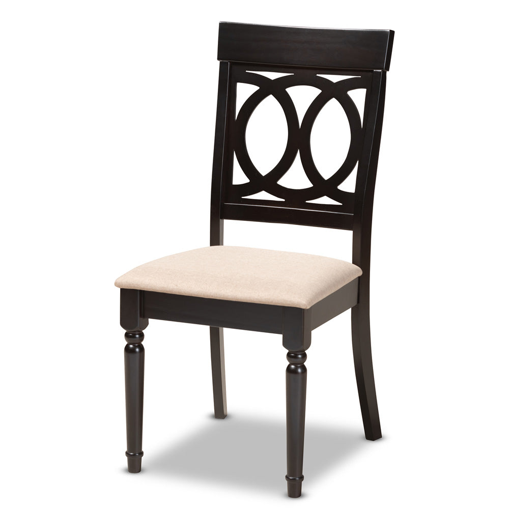 Baxton Studio - Lucie Dining Set in Sand/Espresso - RH333C-Sand/Dark Brown-5PC Dining Set view 2