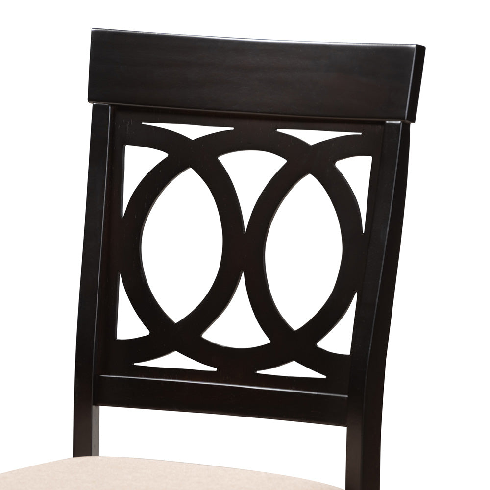 Baxton Studio - Lucie Dining Set in Sand/Espresso - RH333C-Sand/Dark Brown-5PC Dining Set view 3