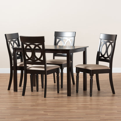 Baxton Studio - Lucie Dining Set in Sand/Espresso - RH333C-Sand/Dark Brown-5PC Dining Set view 5