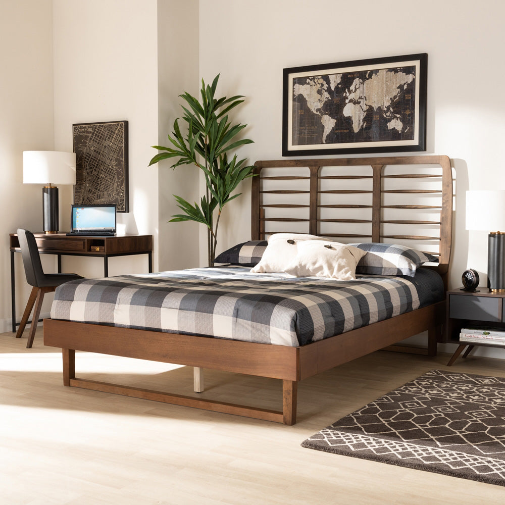 Baxton Studio - Lucie Full Size Bed in Walnut Brown - Lucie-Ash Walnut-Full view 7