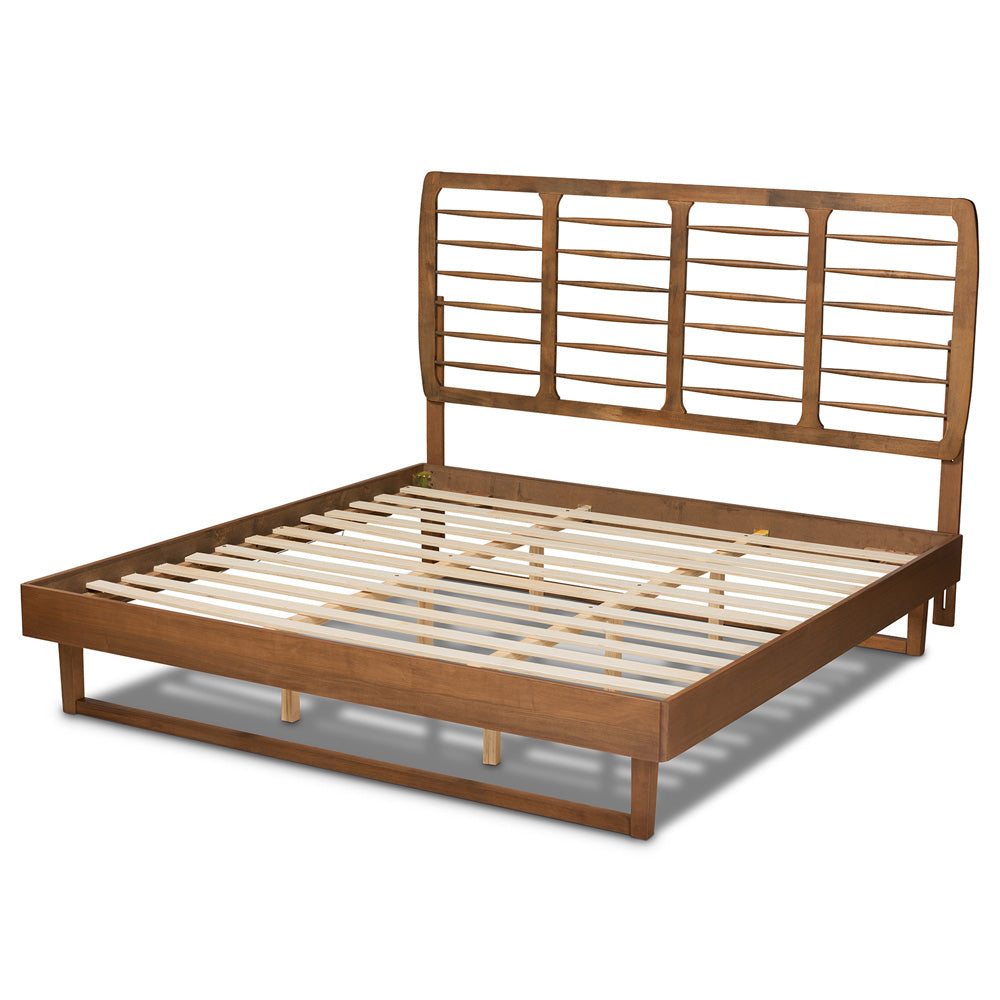 Baxton Studio - Lucie King Size Bed in Walnut Brown - Lucie-Ash Walnut-King view 3