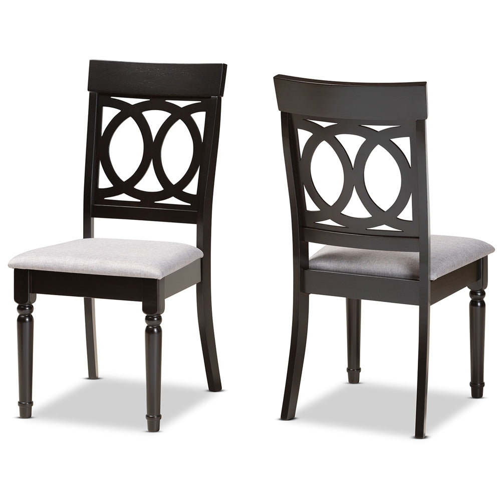 Baxton Studio - Lucie Set of 2 Dining Chairs in Grey/Dark Brown - RH333C-Grey/Dark Brown-DC-2PK view 1