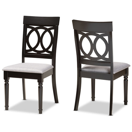 Baxton Studio - Lucie Set of 2 Dining Chairs in Grey/Dark Brown - RH333C-Grey/Dark Brown-DC-2PK view 1