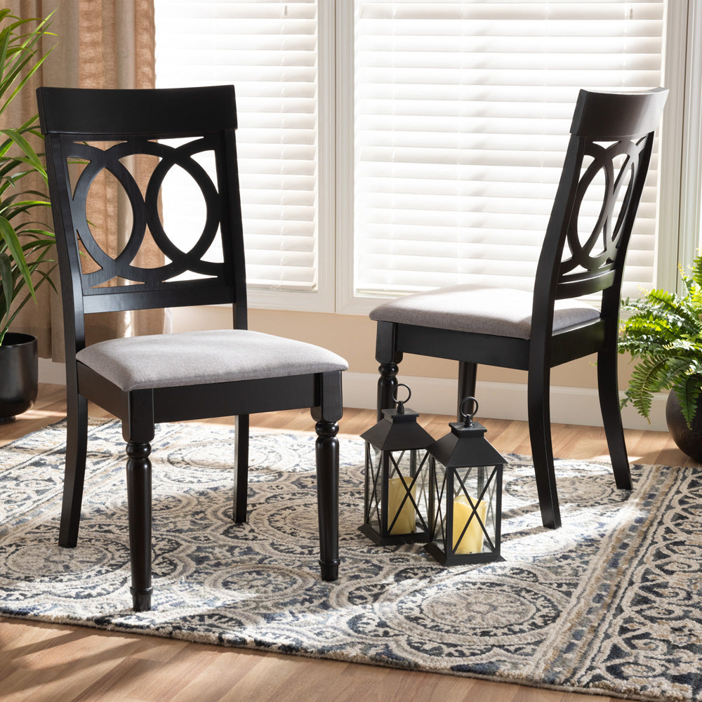Baxton Studio - Lucie Set of 2 Dining Chairs in Grey/Dark Brown - RH333C-Grey/Dark Brown-DC-2PK view 6