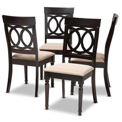Baxton Studio - Lucie Set of 4 Dining Chairs in Sand/Espresso - RH333C-Sand/Dark Brown-DC-4PK view 1