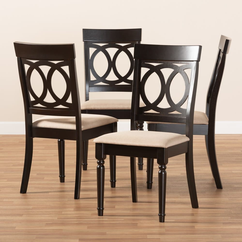 Baxton Studio - Lucie Set of 4 Dining Chairs in Sand/Espresso - RH333C-Sand/Dark Brown-DC-4PK view 4