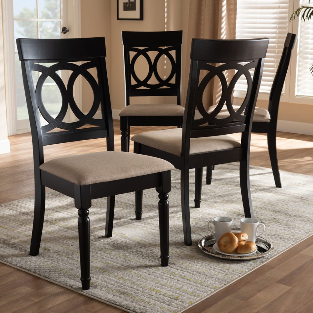 Baxton Studio - Lucie Set of 4 Dining Chairs in Sand/Espresso - RH333C-Sand/Dark Brown-DC-4PK view 5