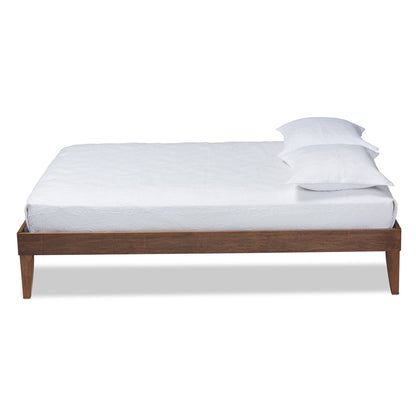 Baxton Studio - Lucina Queen Size Bed Frame in Brown - Lucina-Walnut-Queen view 2