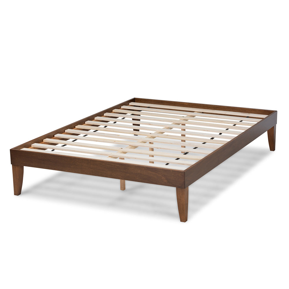 Baxton Studio - Lucina Queen Size Bed Frame in Brown - Lucina-Walnut-Queen view 3