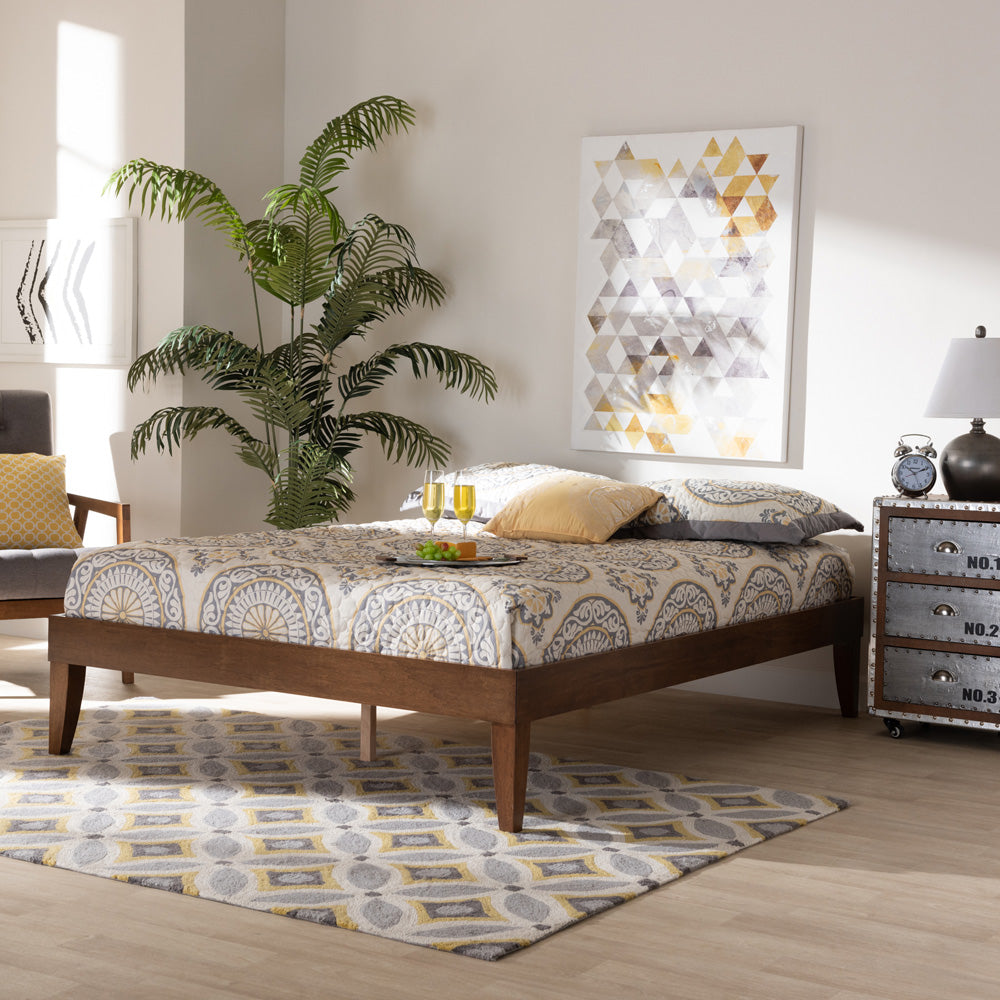 Baxton Studio - Lucina Queen Size Bed Frame in Brown - Lucina-Walnut-Queen view 5