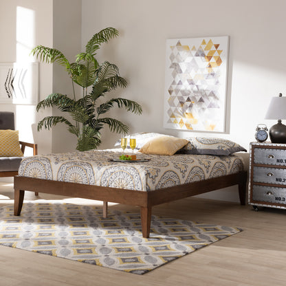 Baxton Studio - Lucina Queen Size Bed Frame in Brown - Lucina-Walnut-Queen view 5