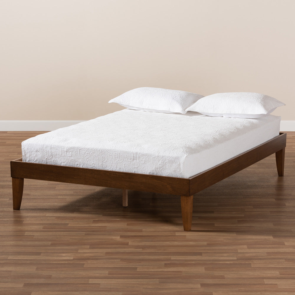 Baxton Studio - Lucina Queen Size Bed Frame in Brown - Lucina-Walnut-Queen view 6