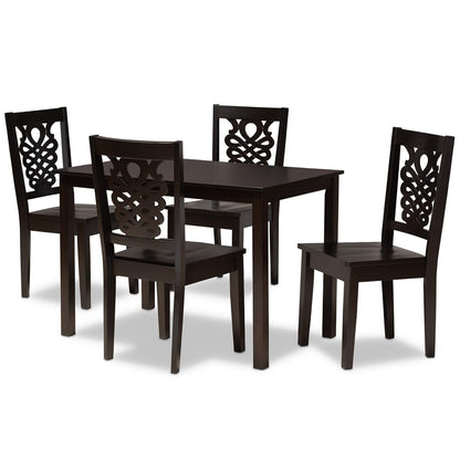 Baxton Studio - Luisa Dining Set in Dark Brown - Luisa-Dark Brown-5PC Dining Set view 1