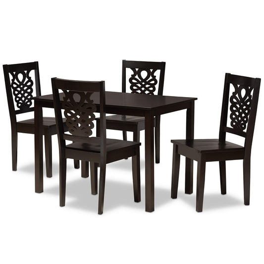 Baxton Studio - Luisa Dining Set in Dark Brown - Luisa-Dark Brown-5PC Dining Set view 1